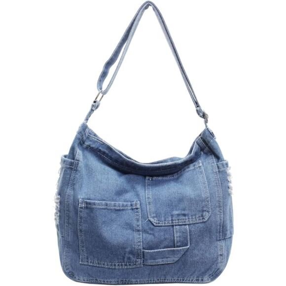 Denim Hobo Tote Bag - Picture 1 of 7